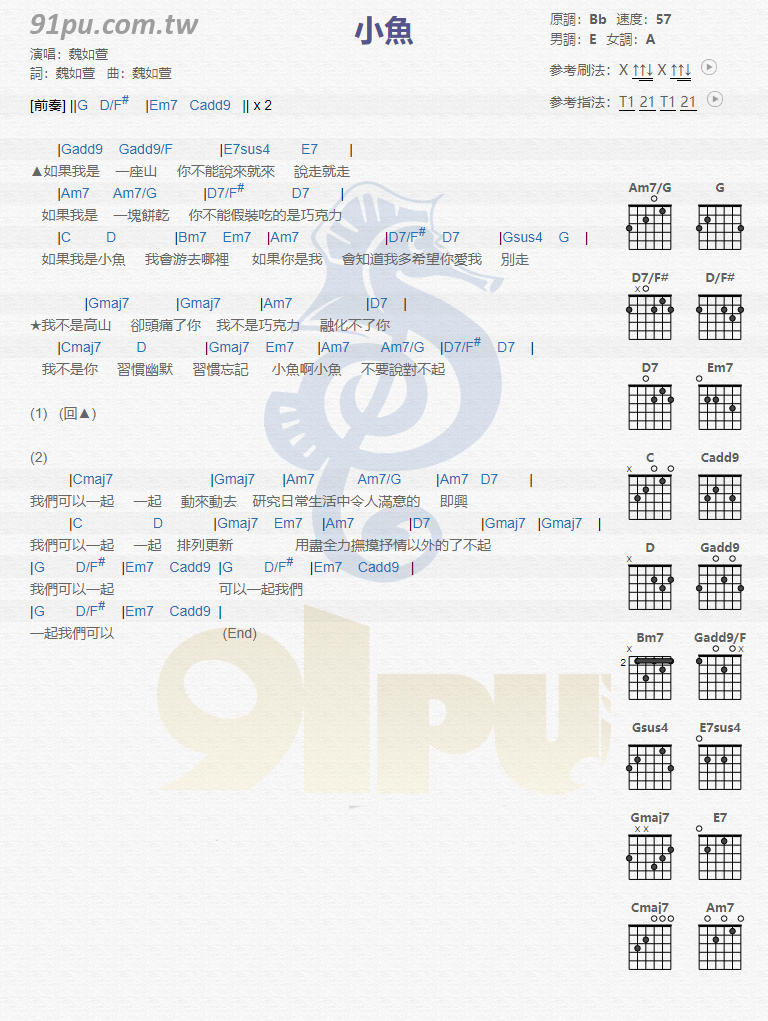 门吉他谱魏如萱图片