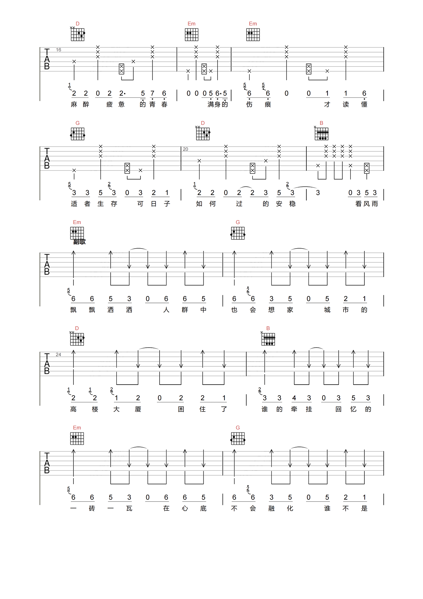 风雨飘洒吉他谱 - 咖菲 - G调吉他弹唱谱第2张