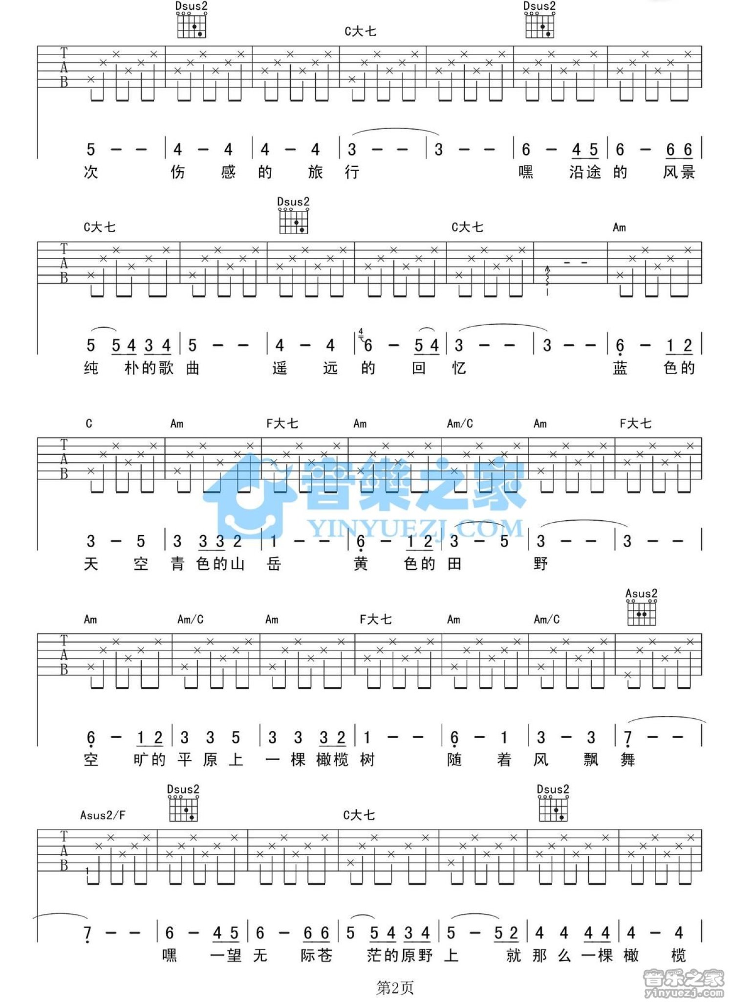 伤感旅行吉他谱 - 钟立风 - C调吉他弹唱谱第2张